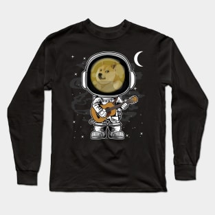 Astronaut Guitar Dogecoin DOGE Coin To The Moon Crypto Token Cryptocurrency Blockchain Wallet Birthday Gift For Men Women Kids Long Sleeve T-Shirt